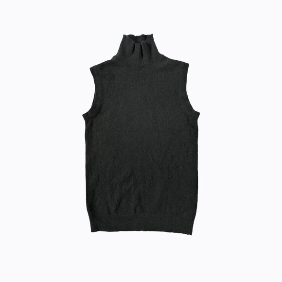 Vintage Bloomingdale's Black 100% 2-Ply Cashmere Sweater S Mock Neck Sleeveless - Picture 3 of 4